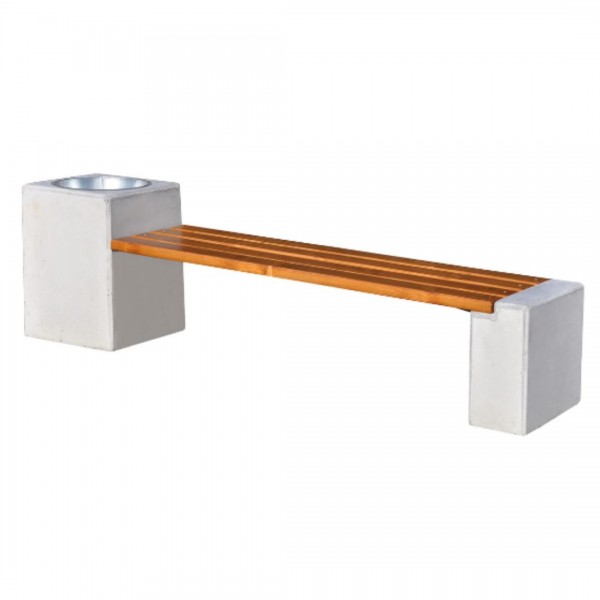 Architectural concrete bench with 40L bin Architectural concrete bench with 40L bin