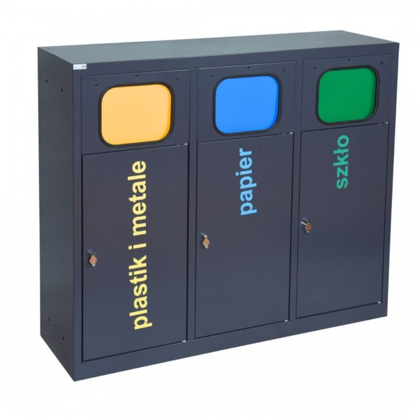 3-module waste segregation station Eco Estri 3 x 60L with flaps 3-module waste segregation station Eco Estri 3 x 60L with flaps