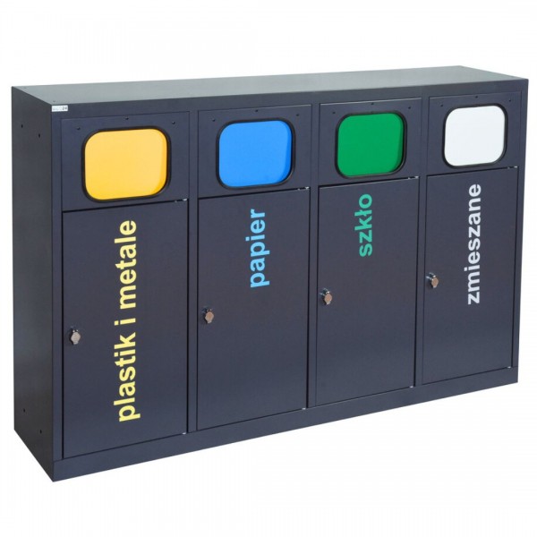 4-module waste segregation station Eco Estri 4 x 60L with flaps 4-module waste segregation station Eco Estri 4 x 60L with flaps