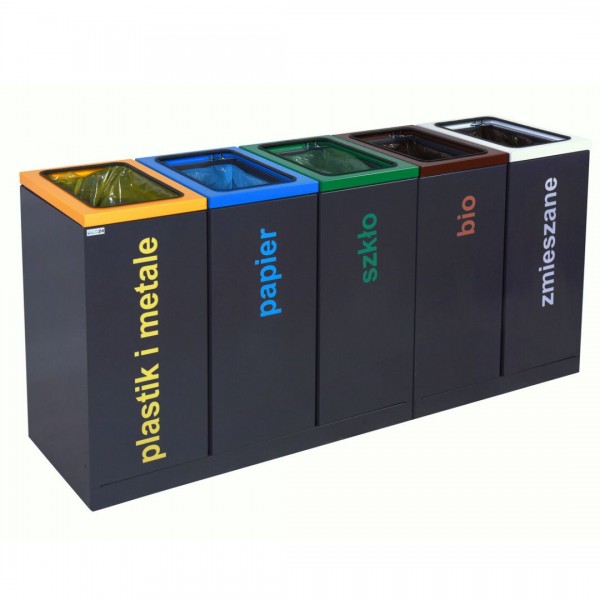 5-module waste segregation station Eco Star 5 x 60L 5-module waste segregation station Eco Star 5 x 60L