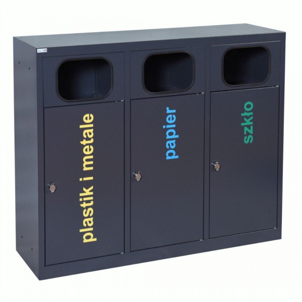 3-module waste segregation station Eco Estri 3 x 60L galvanized