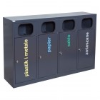 4-module waste segregation station Eco Estri 4 x 60L galvanized 4-module waste segregation station Eco Estri 4 x 60L galvanized