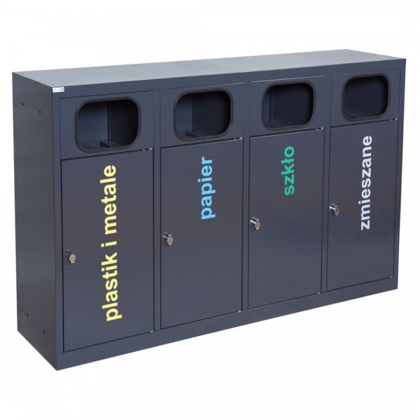 4-module waste segregation station Eco Estri 4 x 60L galvanized