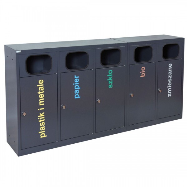 5-module waste segregation station Eco Estri 5 x 60L galvanized 5-module waste segregation station Eco Estri 5 x 60L galvanized