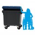 4-wheel waste container 1100 L ESE Split Lid with ”flap in flap" blue 4-wheel waste container 1100 L ESE Split Lid with ”flap in flap" blue