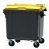 4-wheel waste container 1100 L ESE Split Lid with ”flap in flap" yellow 4-wheel waste container 1100 L ESE Split Lid with ”flap in flap" yellow