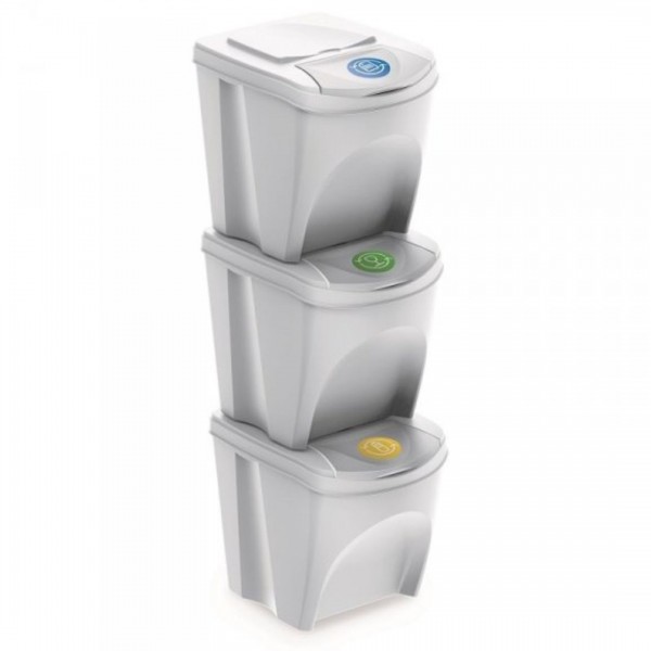 Waste segregation bin Sortbucket 3 x 25L white Waste segregation bin Sortbucket 3 x 25L white