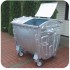 Metal waste container 1100L with three-part flap Metal waste container 1100L with three-part flap