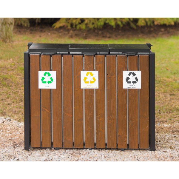 Waste segregation bin with Baobab III cover 3 x 75 L Waste segregation bin with Baobab III cover 3 x 75 L